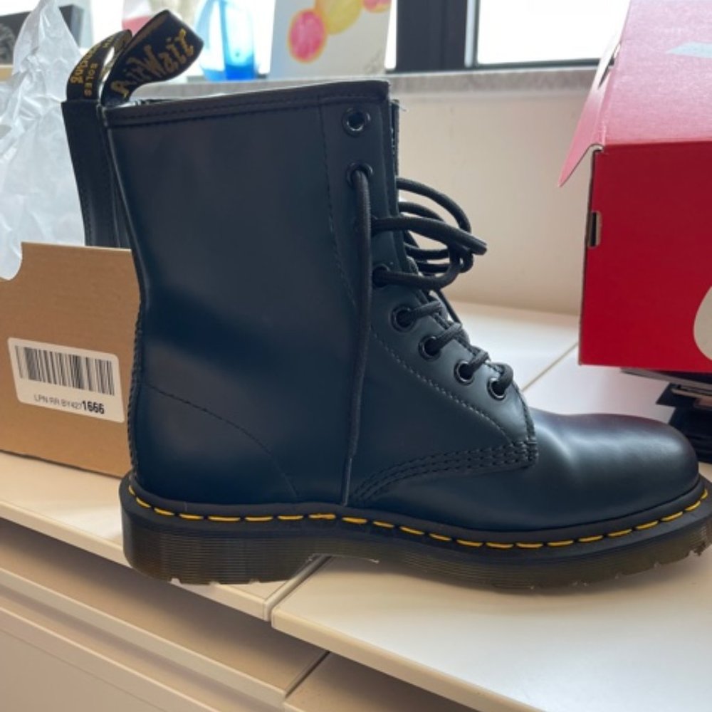 Dr. Martens Navy Leather Boots